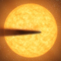 Uiteenvallende exoplaneten, zoals hier is afgebeeld, laten stof achter in de vorm van een lange komeetachtige staart. © JPL-CALTECH/NASA