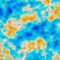 Stukje van de kosmische achtergrondstraling, gebaseerd op gegevens van de Atacama Cosmology Telescope en de Planck-satelliet. De kleuren geven de kleine temperatuurvariaties in het jonge heelal aan. © ACT COLLABORATION