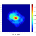 Radiokaart van Sagittarius A* op basis van een nieuwe analyse. Da vorm wijkt duidelijk af van de foto die in 2022 is gepubliceerd. © Miyoshi et al.