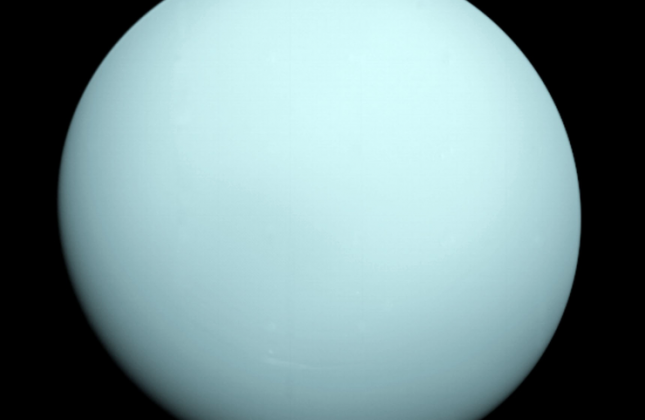 Voyager 2-opname van de planeet Uranus. © NASA/JPL