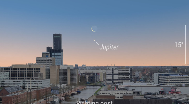 3 juli: Jupiter onder maansikkel