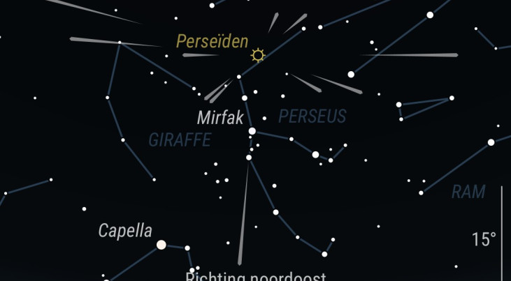 12 augustus: Meteorenzwerm Perseïden (piek in nacht)