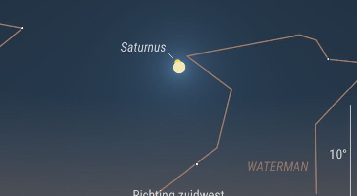 21 augustus: Maan schuift voor Saturnus (verrekijker)