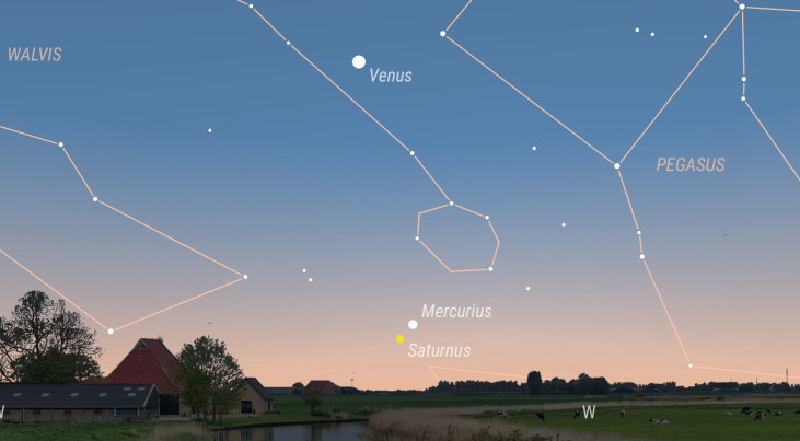 25 februari: Saturnus, Mercurius, Venus