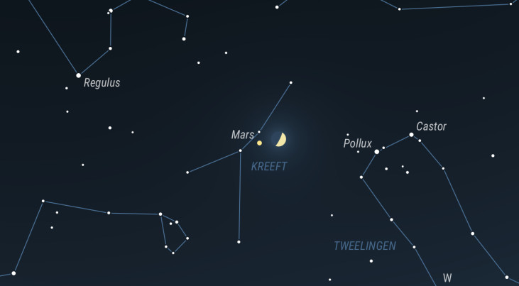 3 mei: Mars links van halve maan